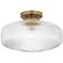 Brianna 16" Wide Warm Brass Ceiling Light with Ribbed Glass