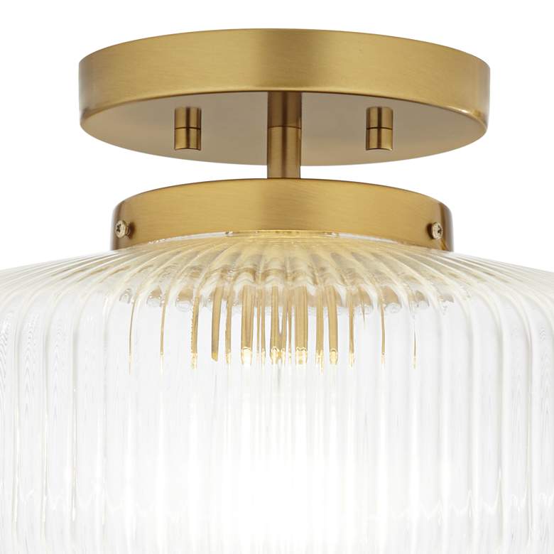 Image 4 Brianna 16" Wide Warm Brass Ceiling Light with Ribbed Glass more views