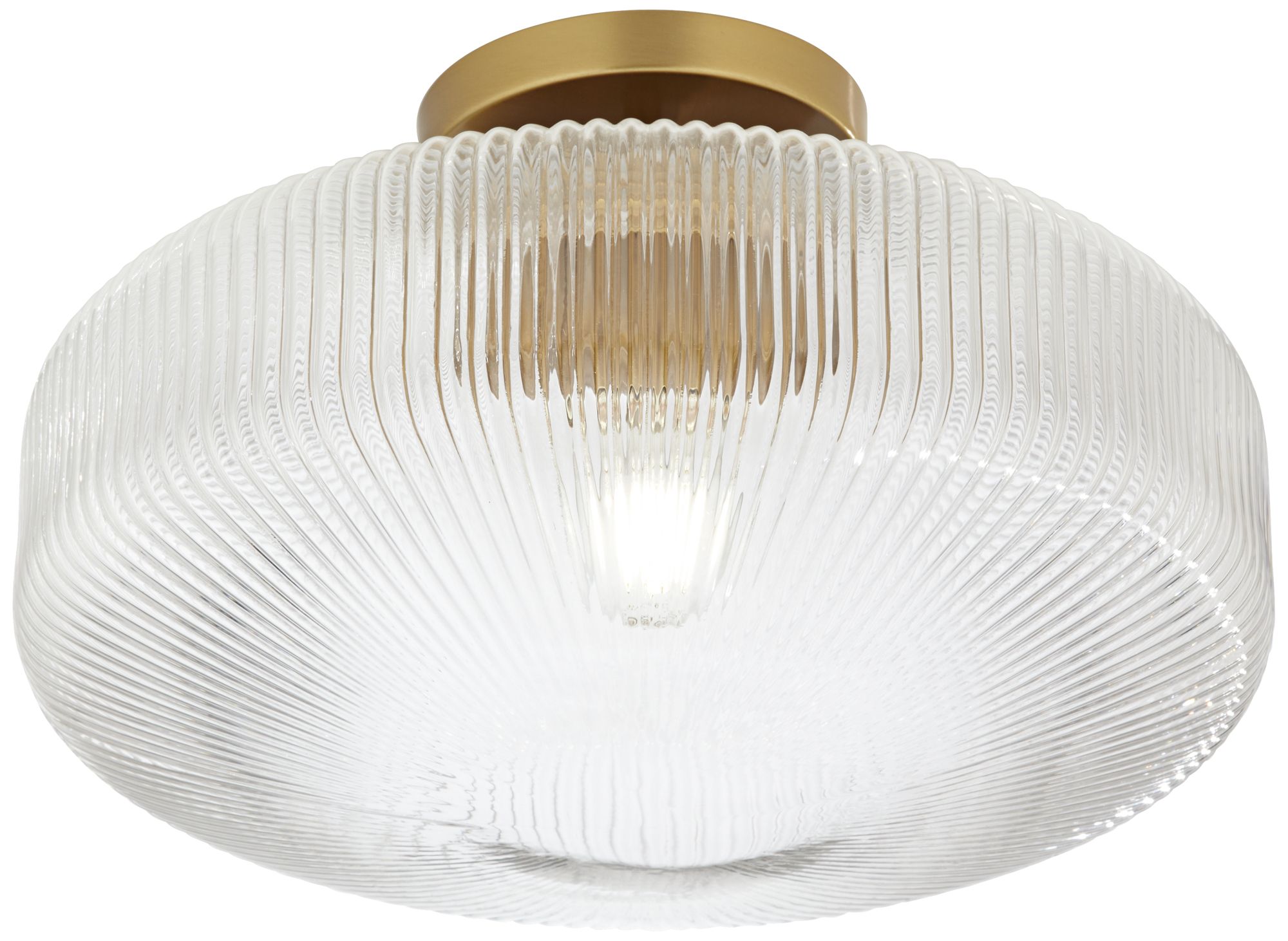 Brianna 16" Wide Warm Brass Ceiling Light with Ribbed Glass in scene