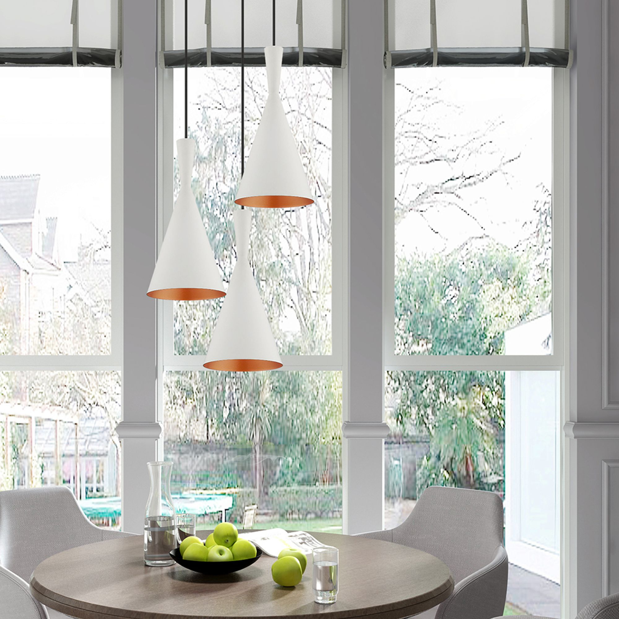 Brianna 7 1/4" Wide White Double Cone Mini Pendant in scene