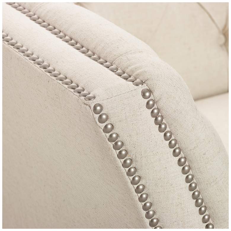 Image 4 Brianna 88 1/2 inch Wide Tufted Beige Linen Upholstered Sofa more views
