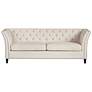 Brianna 88 1/2" Wide Tufted Beige Linen Upholstered Sofa in scene