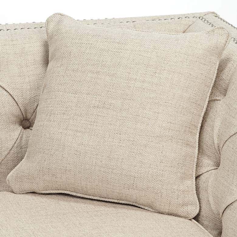 Brianna 88 1/2&quot; Wide Tufted Oatmeal Linen Upholstered Sofa more views