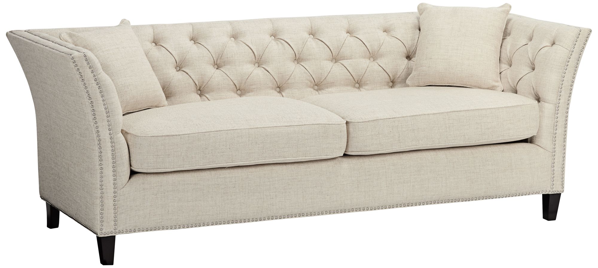 Brianna 88 1/2" Wide Tufted Beige Linen Upholstered Sofa - #8M192 ...