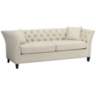 Brianna 88 1/2" Wide Tufted Oatmeal Linen Upholstered Sofa