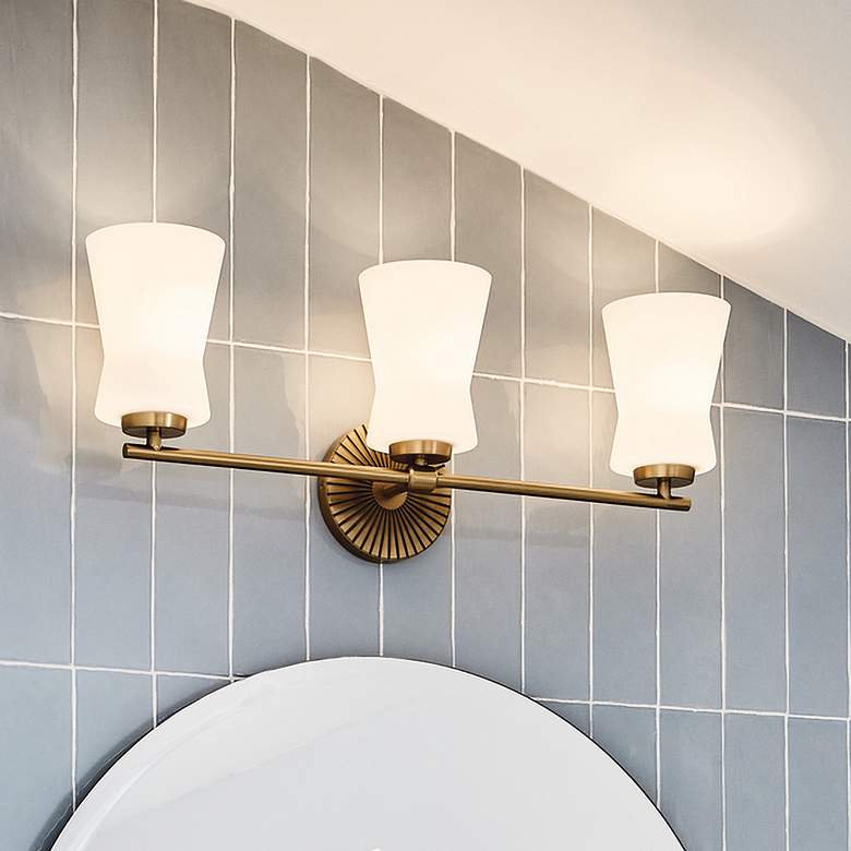 Image 1 Brianne 24 1/2"W 3-Light Brushed Natural Brass Bath Light