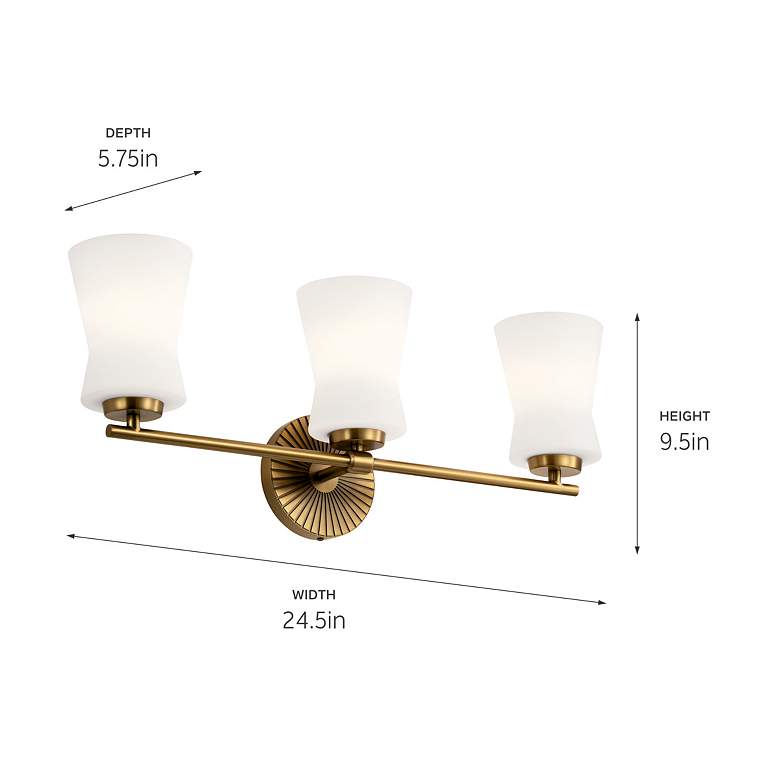 Image 5 Brianne 24 1/2"W 3-Light Brushed Natural Brass Bath Light more views
