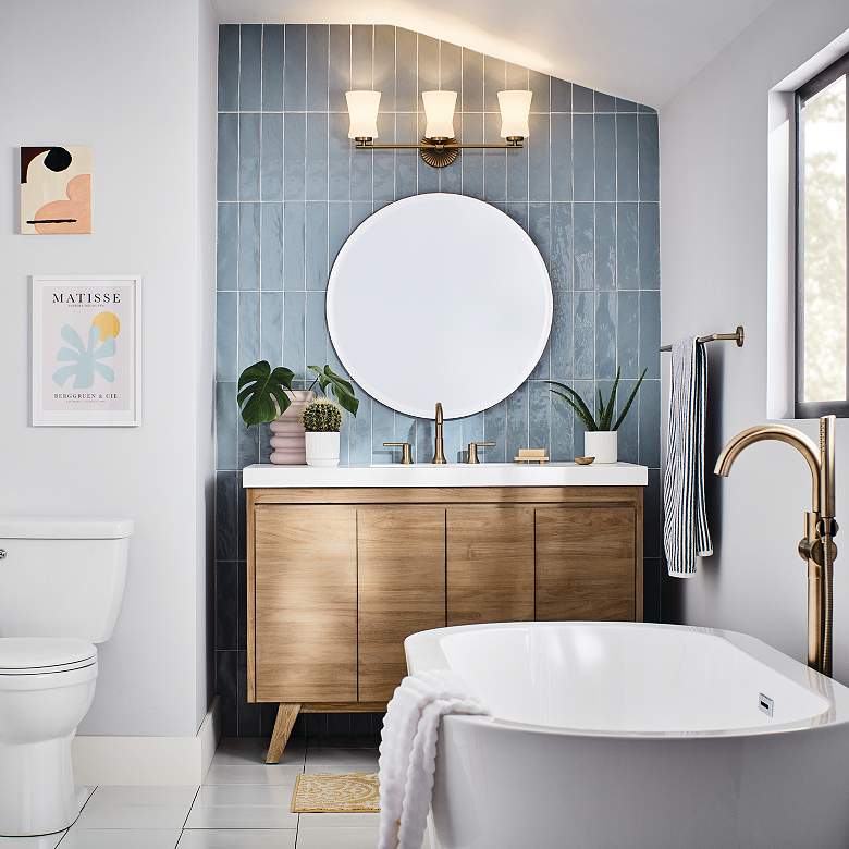 Image 7 Brianne 24 1/2"W 3-Light Brushed Natural Brass Bath Light more views