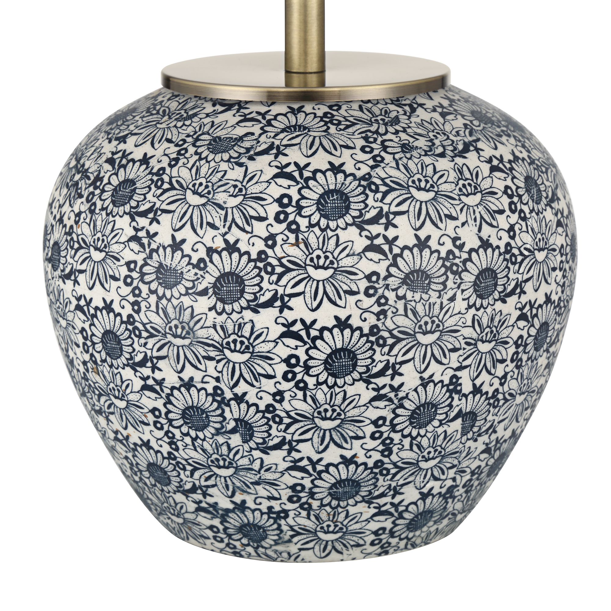 Briar 15"H Blue and White Ceramic Flower Design Living Room Table Lamp in scene