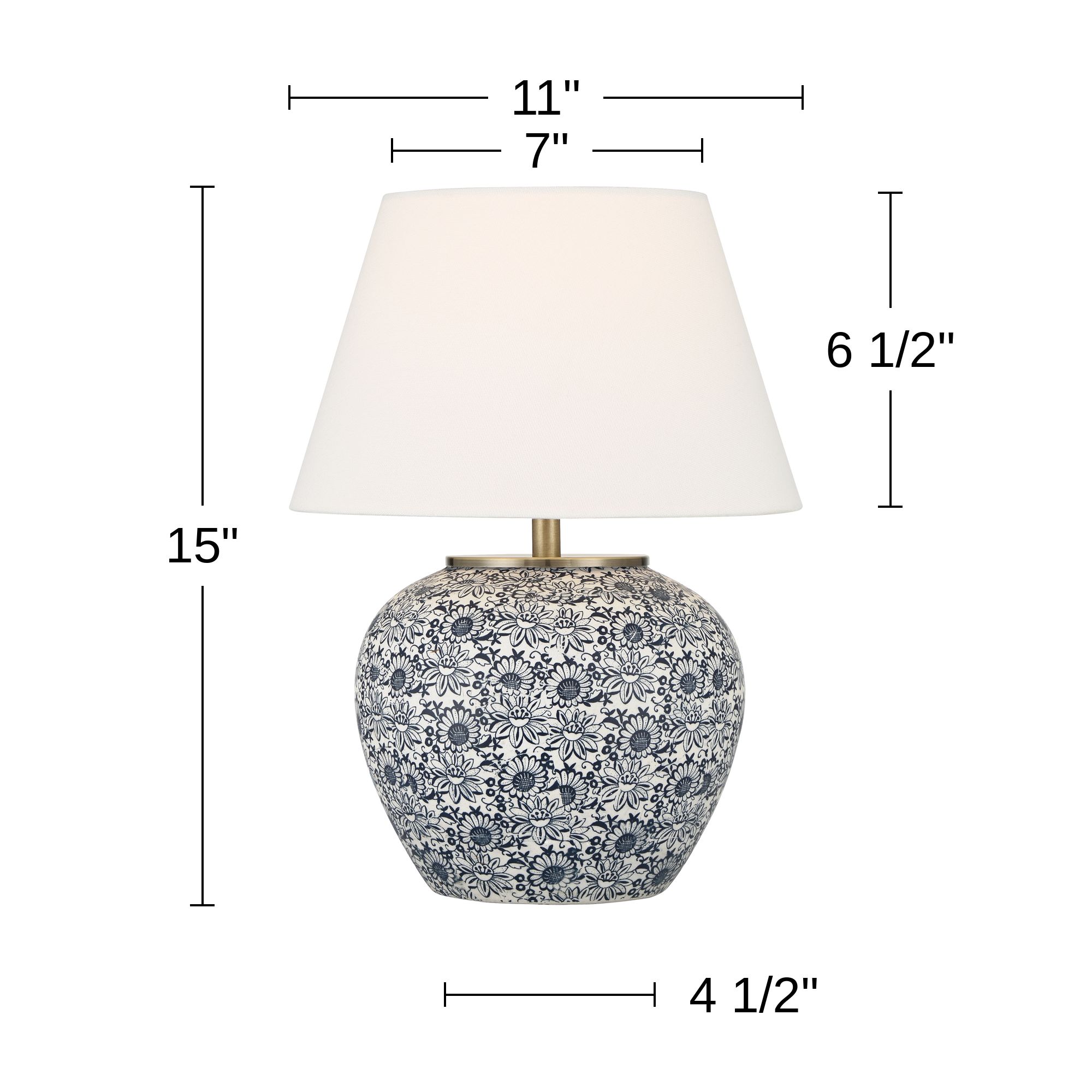 Briar 15"H Blue and White Ceramic Flower Design Living Room Table Lamp in scene