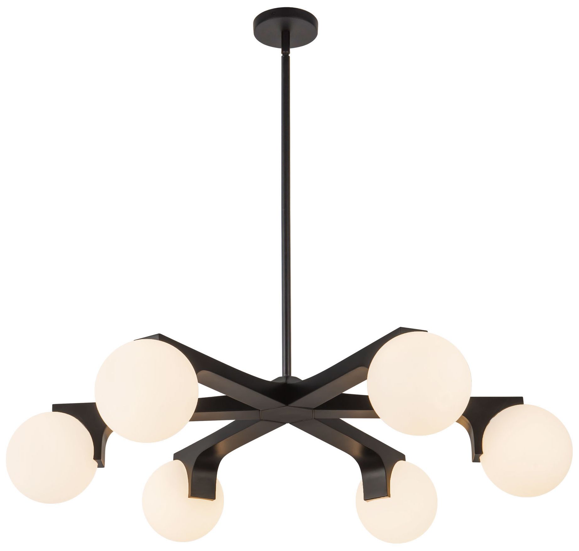 Briar 37-in Black Chandelier with Opal Glass