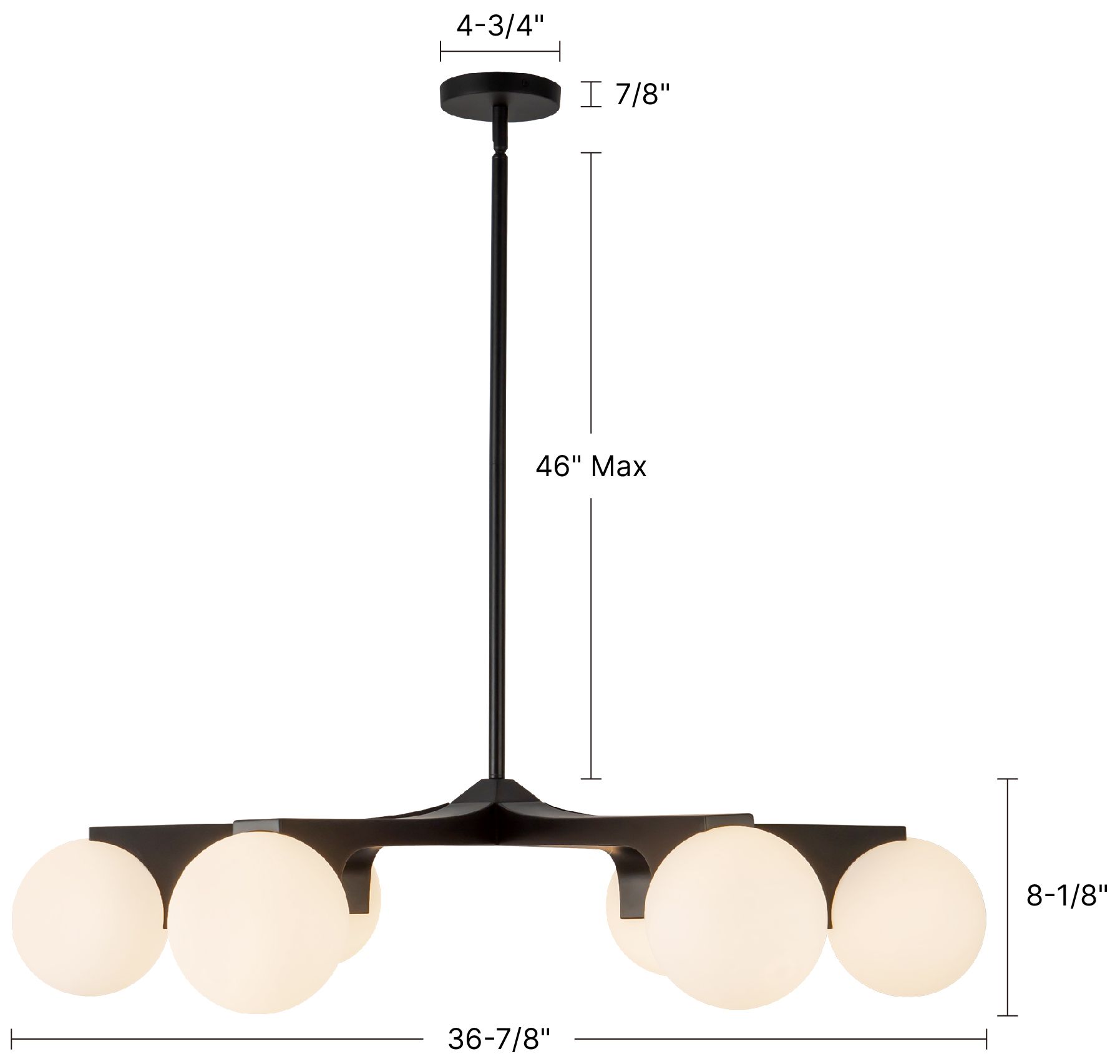 Briar 37-in Black Chandelier with Opal Glass