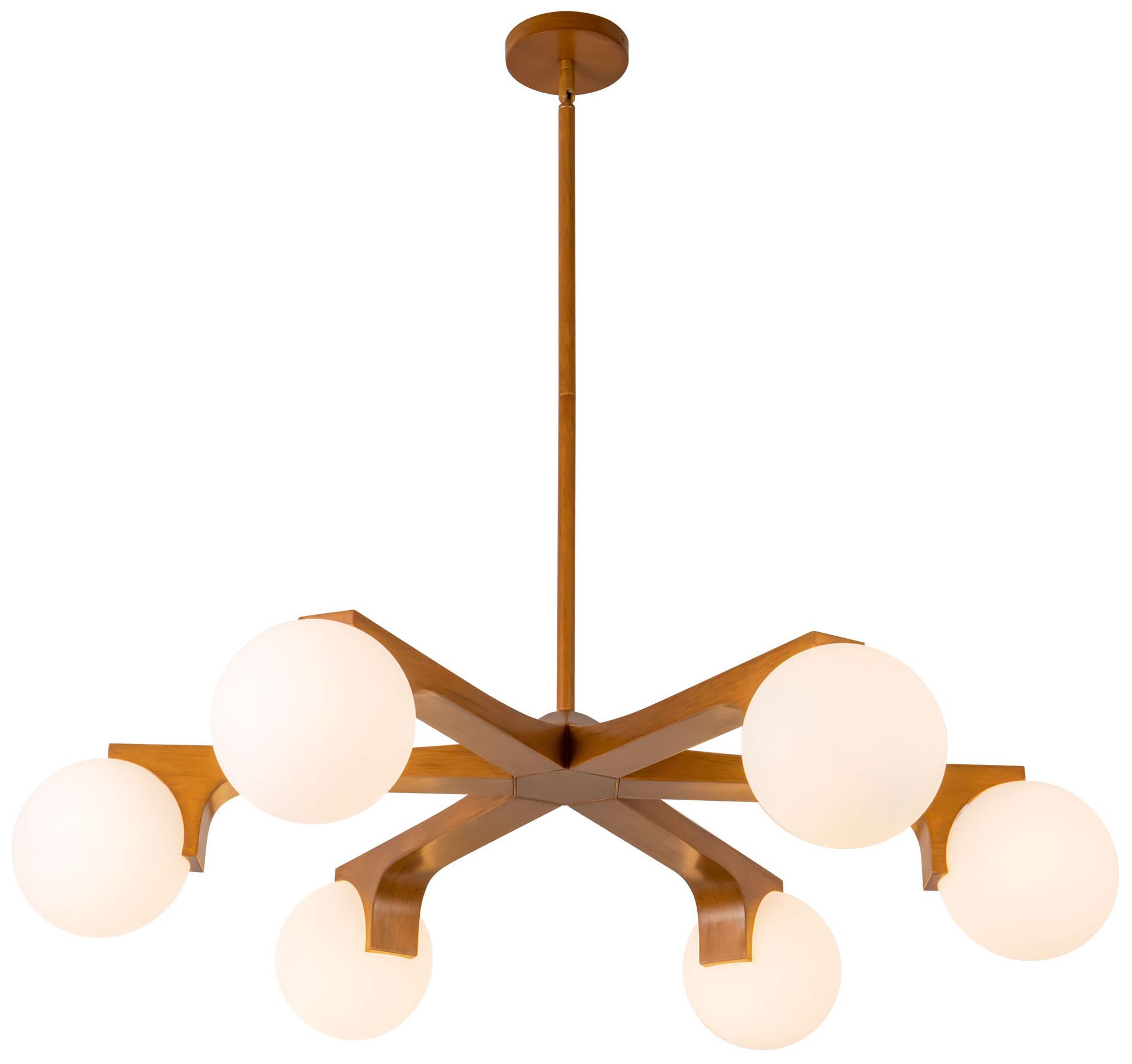 Briar 37-in Teak Brown Chandelier with Opal Glass