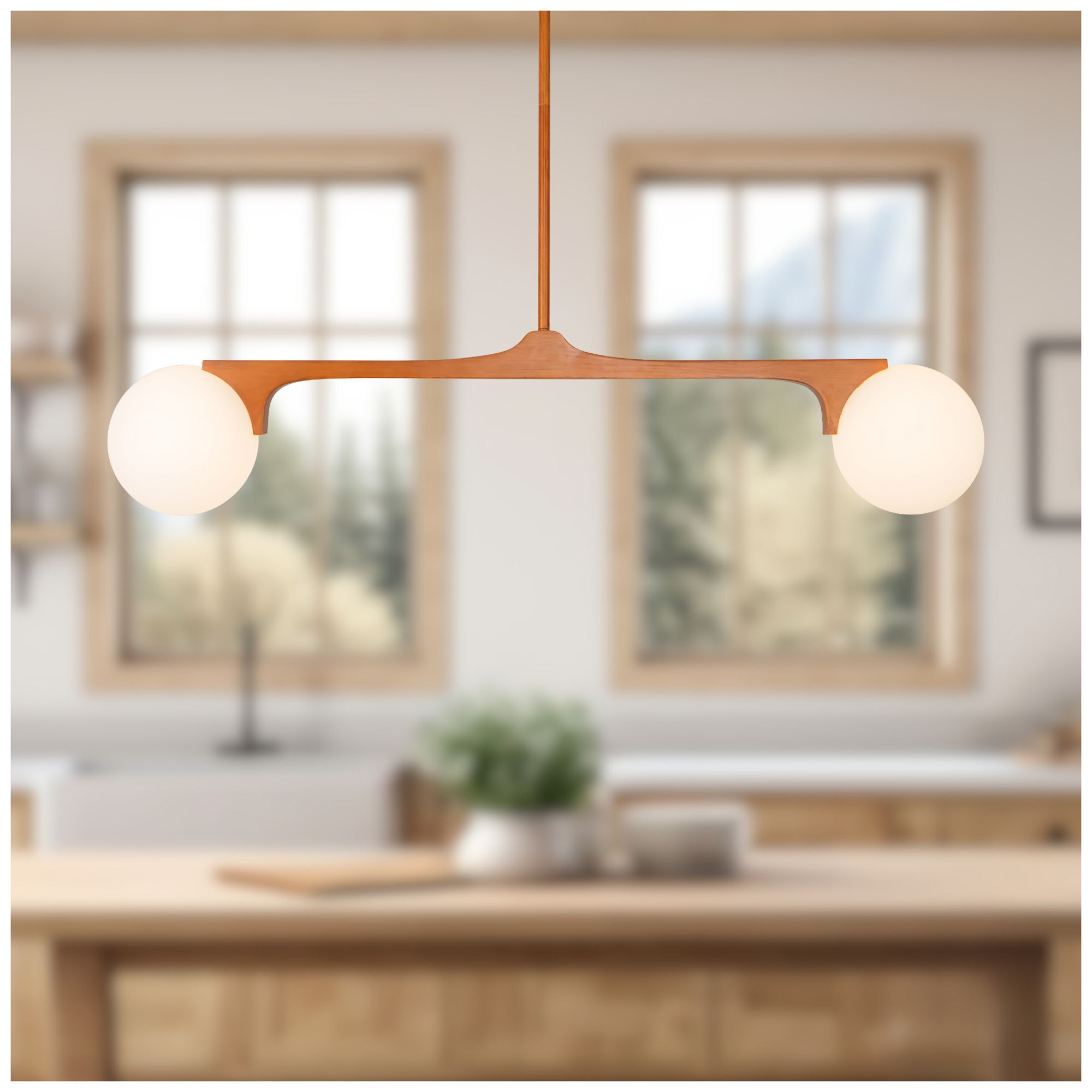 Image 5 Briar 47-in Teak Brown Linear Pendant more views