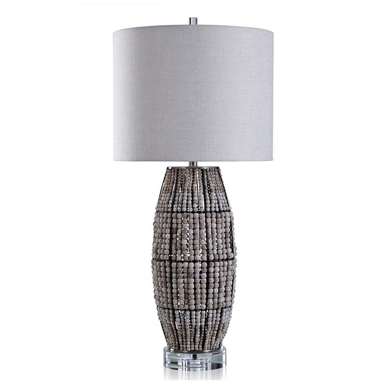 Image 1 Briar Table Lamp - Natural Finish With Crystal Base - Hardback Shade