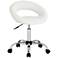 Briar White Faux Leather Adjustable Rolling Office Stool