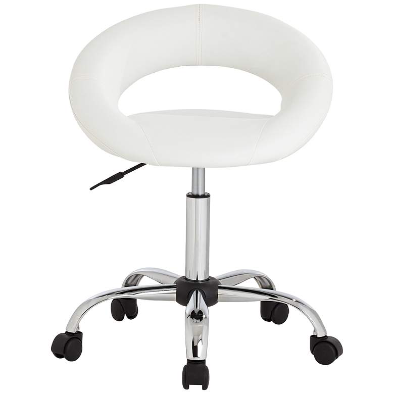 Image 4 Briar White Faux Leather Adjustable Rolling Office Stool more views