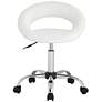 4_Briar White Faux Leather Adjustable Rolling Office Stool more views