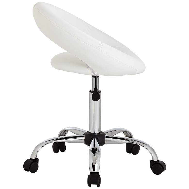 Image 5 Briar White Faux Leather Adjustable Rolling Office Stool more views