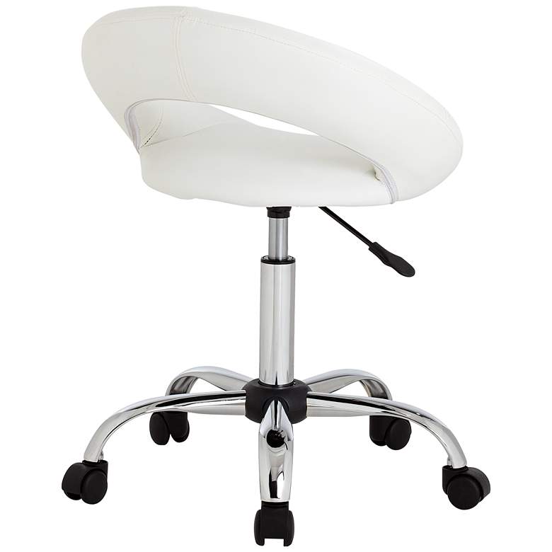 Image 6 Briar White Faux Leather Adjustable Rolling Office Stool more views