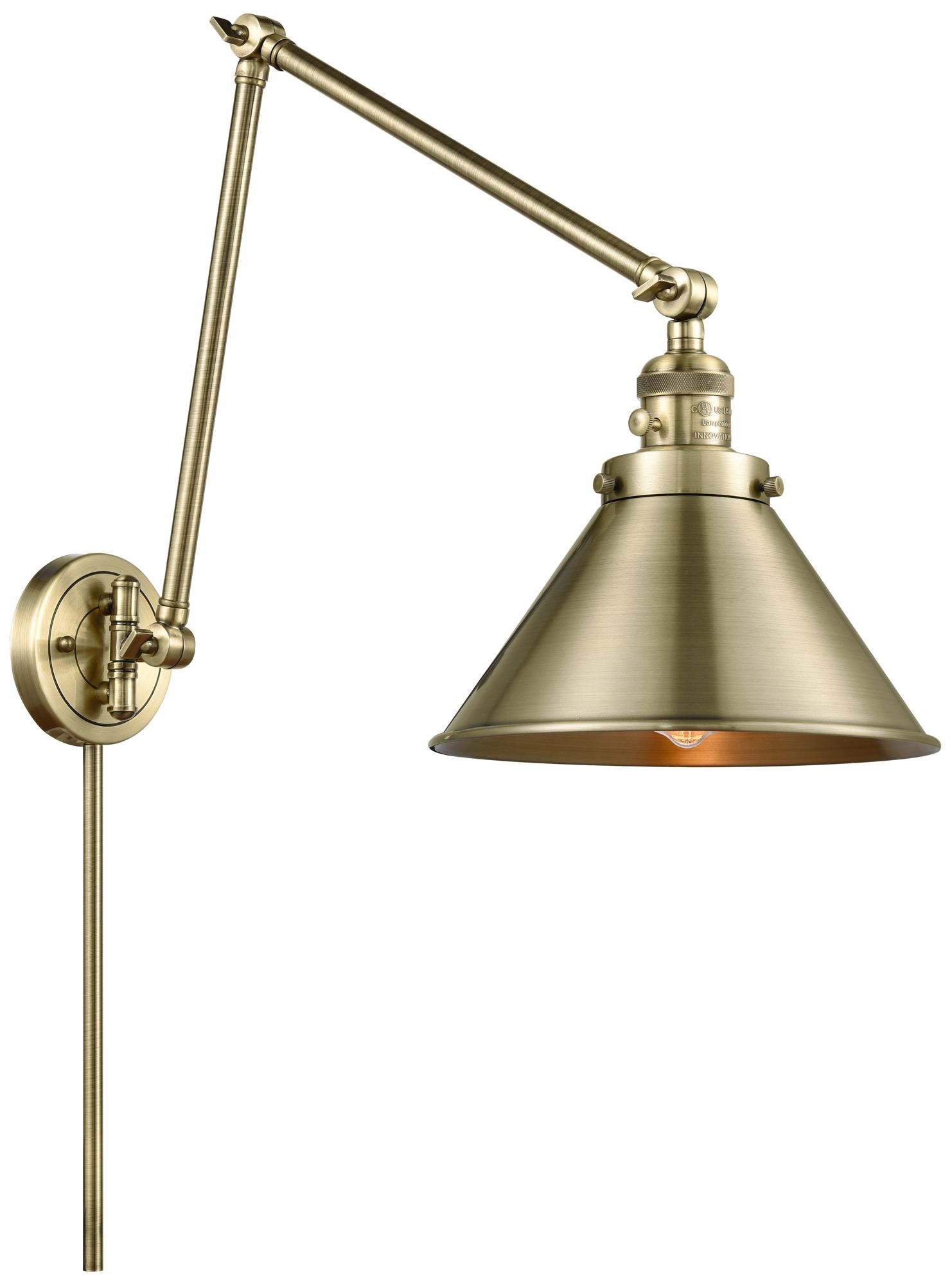 Briarcliff 10" Antique Brass LED Swing Arm w/Antique Brass S Made to O