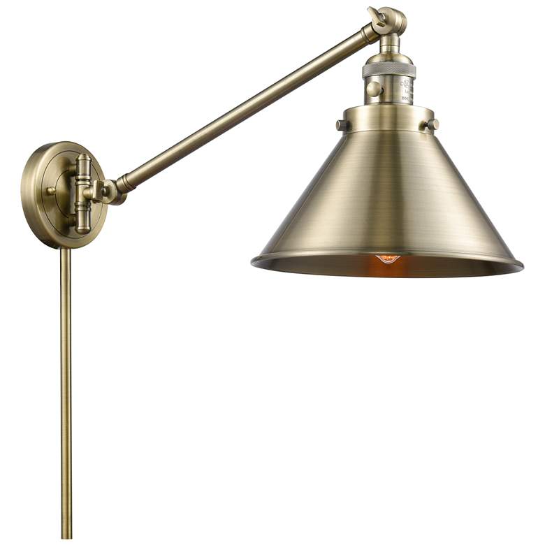 Image 1 Briarcliff 10" Antique Brass LED Swing Arm With Antique Brass Shade