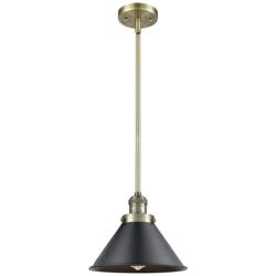 Briarcliff 10" Antique Brass Mini Pendant w/ Matte Black Shade