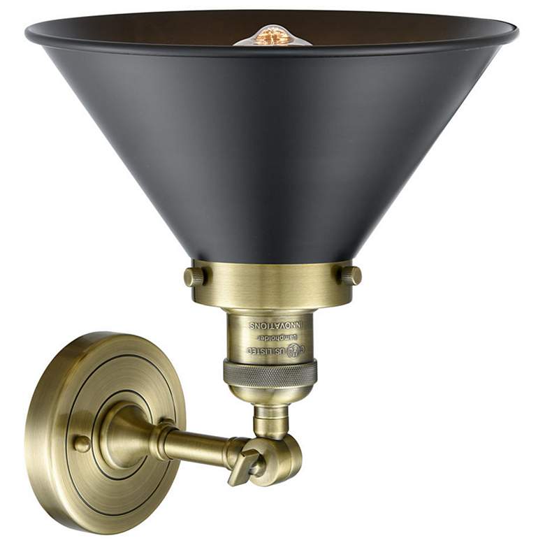 Image 2 Briarcliff 10" Antique Brass Sconce w/ Matte Black Shade more views