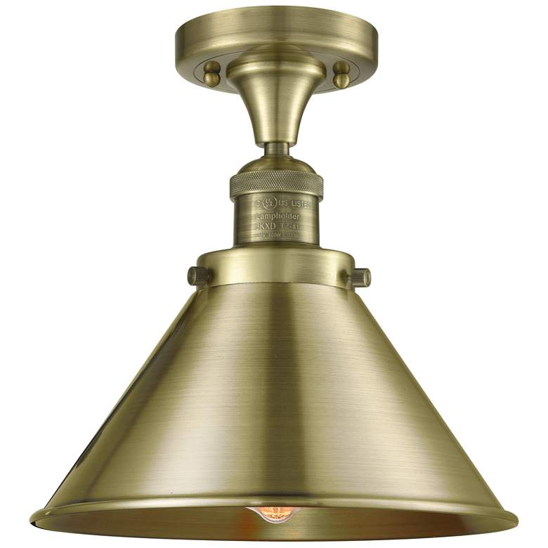 Image 1 Briarcliff 10" Antique Brass Semi Flush Mount
