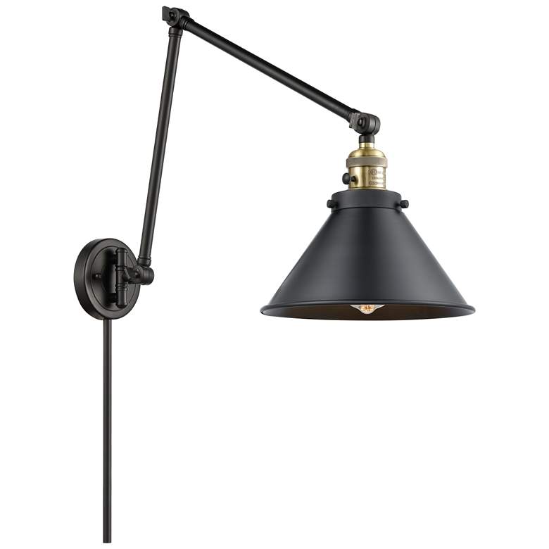 Image 1 Briarcliff 10" Black Brass LED Double Swing Arm With Matte Black Shade