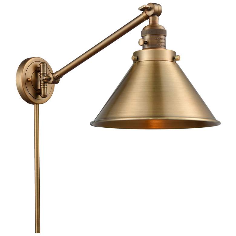 Image 1 Briarcliff 10" Brushed Brass LED Swing Arm With Brushed Brass Shade
