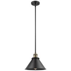 Briarcliff 10" LED Mini Pendant - Black Antique Brass - Matte Black Sh