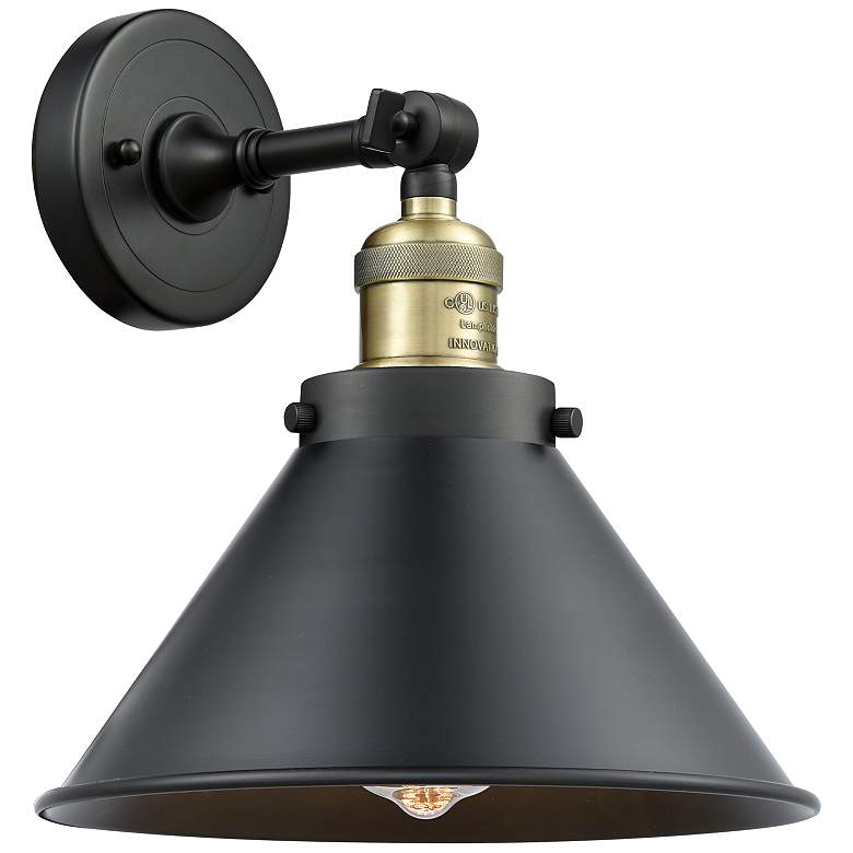 Image 1 Briarcliff 10" LED Sconce - Black Brass Finish - Matte Black Shade
