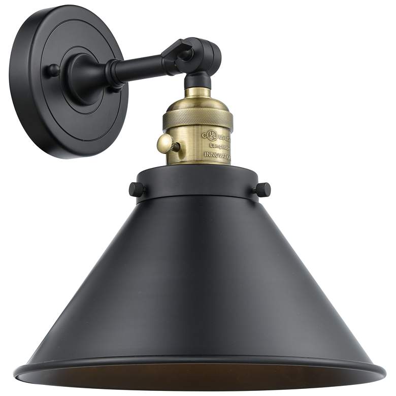 Image 1 Briarcliff 10" LED Sconce - Black Brass Finish - Matte Black Shade