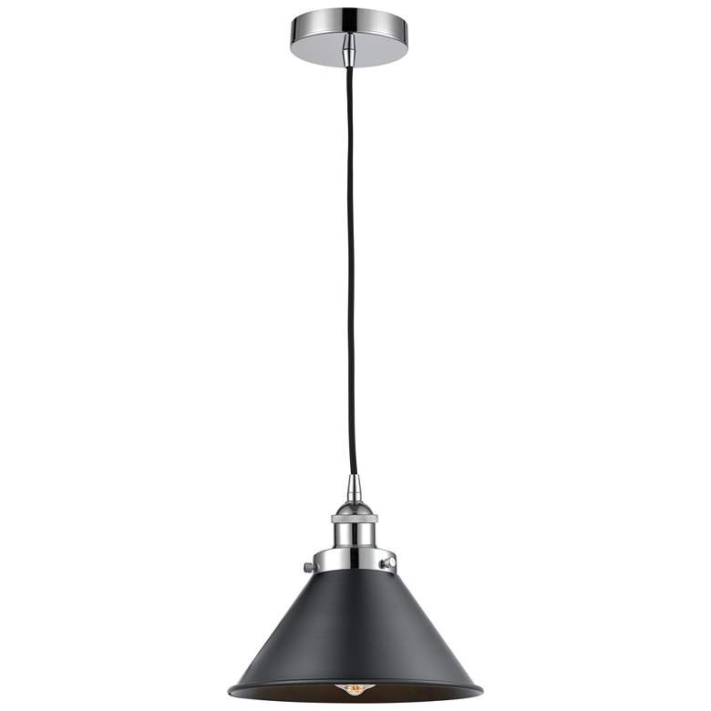 Image 1 Briarcliff 10" Polished Chrome Mini Pendant w/ Matte Black Shade