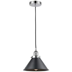 Briarcliff 10" Polished Chrome Mini Pendant w/ Matte Black Shade