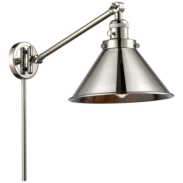 Image 1 Briarcliff 10" Polished Nickel LED Swing Arm With Polished Nickel Shad