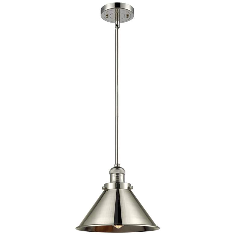 Image 1 Briarcliff 10" Polished Nickel Mini Pendant w/ Polished Nickel Shade
