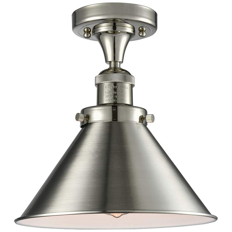 Image 1 Briarcliff 10" Polished Nickel Semi Flush Mount w/ Polished Nickel Sha