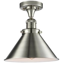 Briarcliff 10" Polished Nickel Semi Flush Mount w/ Polished Nickel Sha