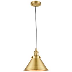 Briarcliff 10" Satin Gold Cord Hung Mini Pendant w/ Satin Gold Shade