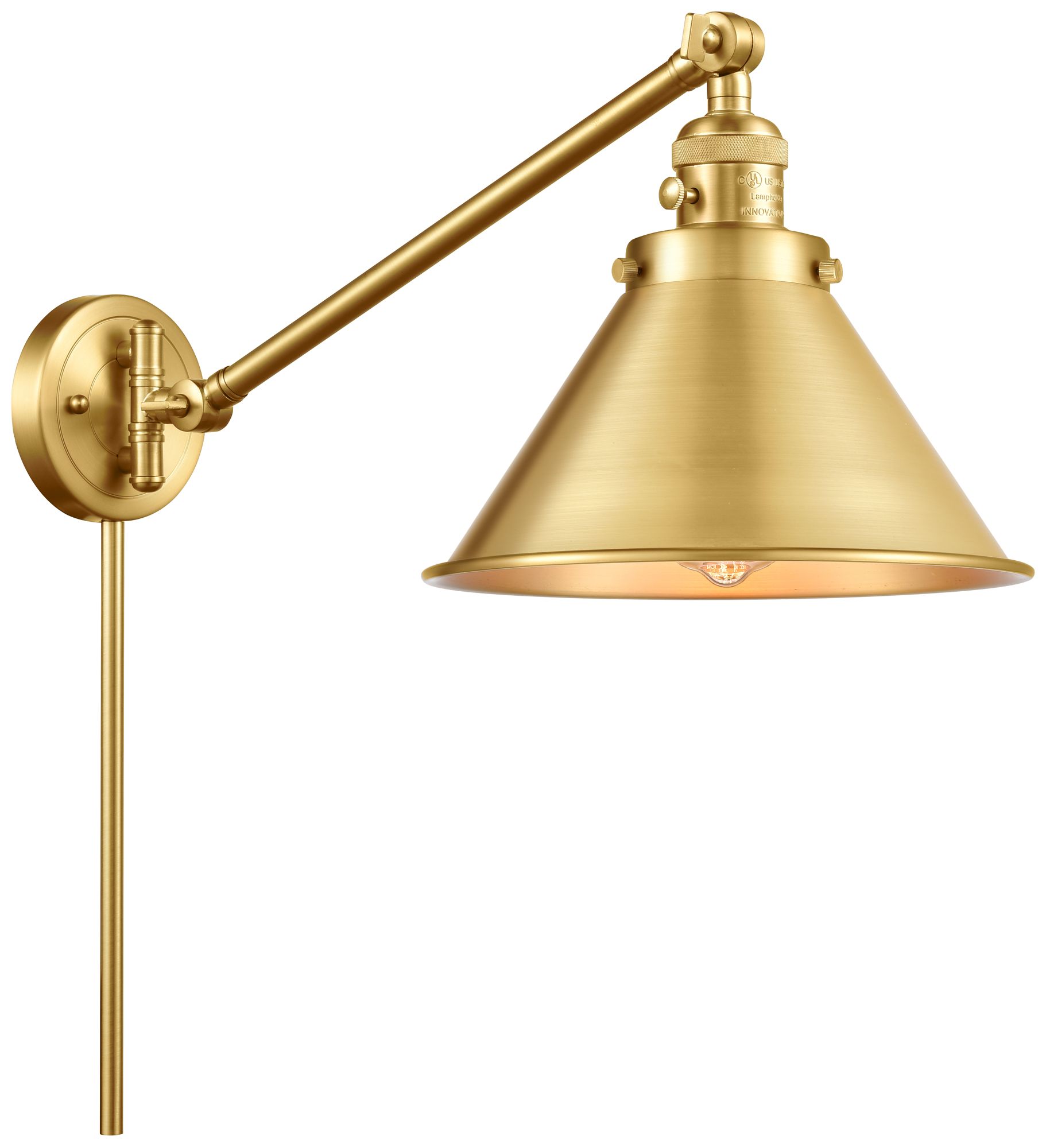 Briarcliff 10" Satin Gold LED Swing Arm With Satin Gold Shade Made to