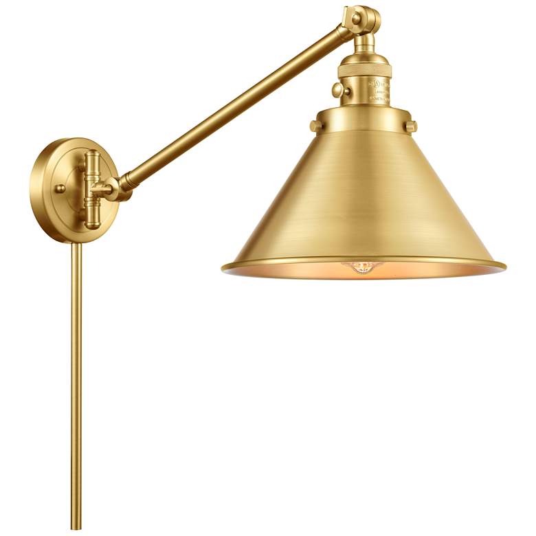 Image 1 Briarcliff 10" Satin Gold LED Swing Arm With Satin Gold Shade