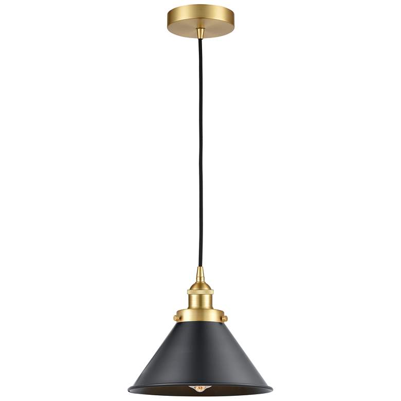 Image 1 Briarcliff 10" Satin Gold Mini Pendant w/ Matte Black Shade