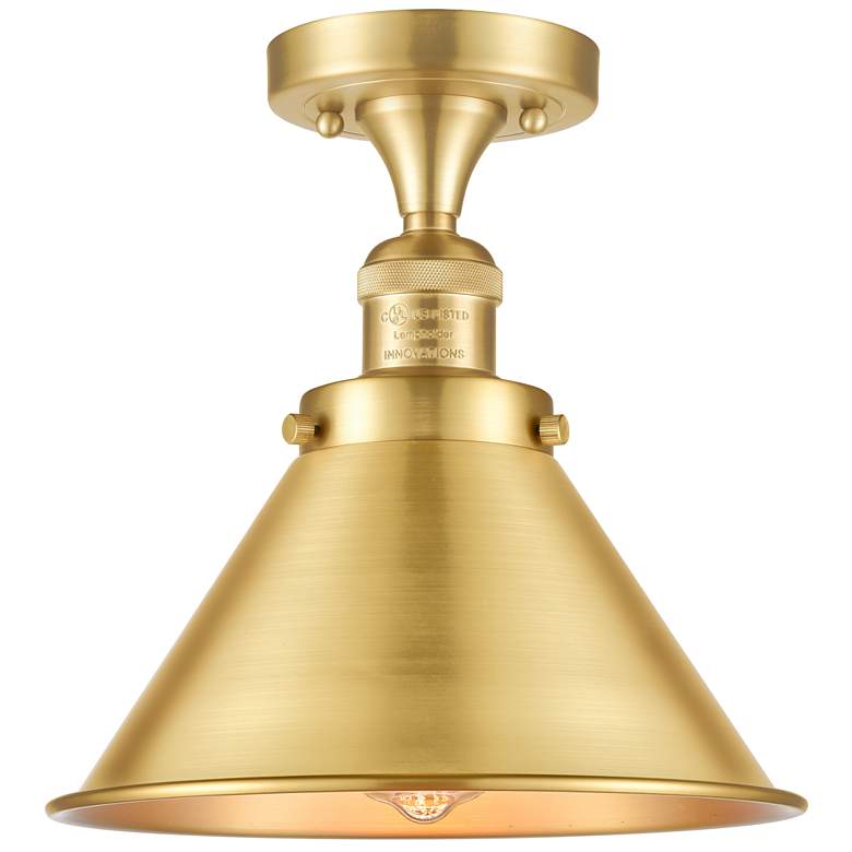 Image 1 Briarcliff 10" Satin Gold Semi Flush Mount w/ Satin Gold Shade