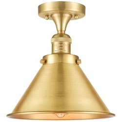 Briarcliff 10" Satin Gold Semi Flush Mount w/ Satin Gold Shade