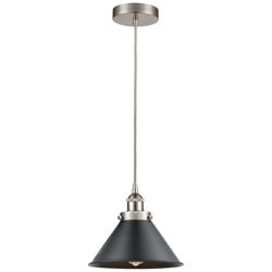 Briarcliff 10" Wide Satin Nickel Mini Pendant w/ Black Shade