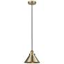 Briarcliff 10"W Antique Brass Corded Mini Pendant w/ Antique Brass Sha