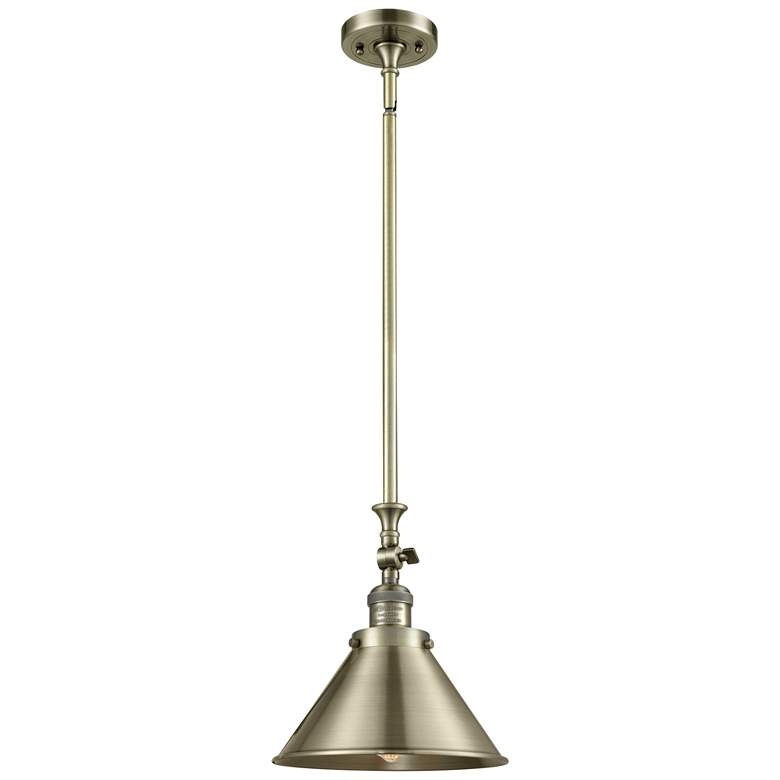 Image 1 Briarcliff 10"W Antique Brass Stem Hung Mini Pendant w/ Antique Brass