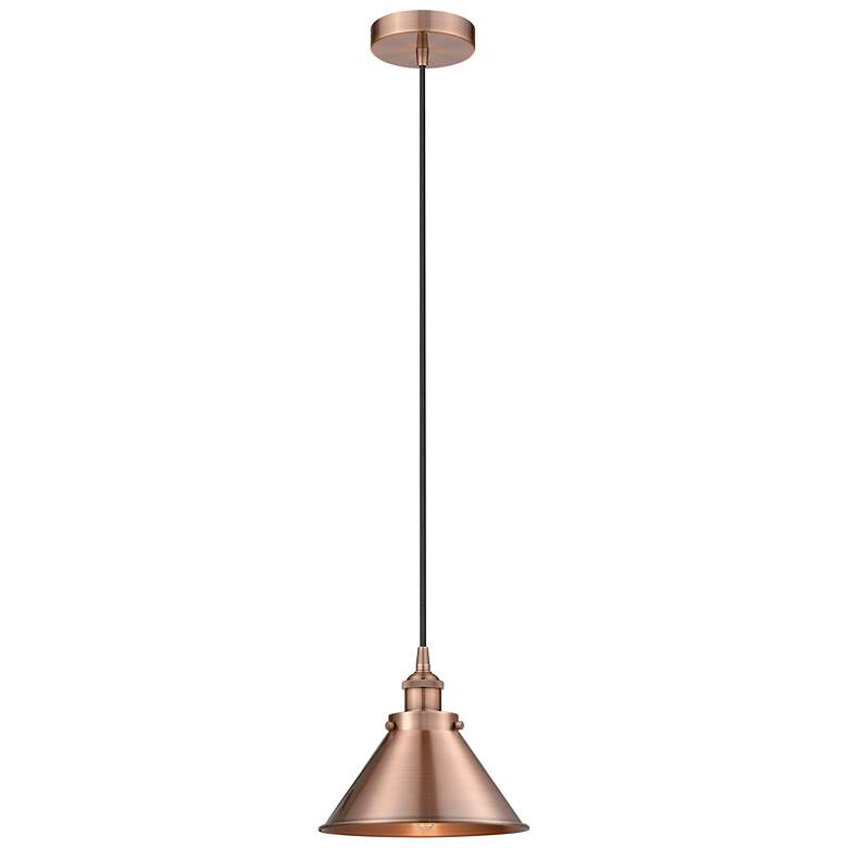 Image 1 Briarcliff 10"W Antique Copper Corded Mini Pendant w/ Antique Copper S